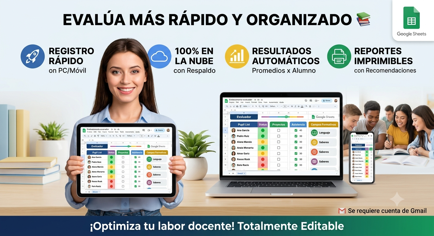 Vista previa del Evaluador Digital en Google Sheets